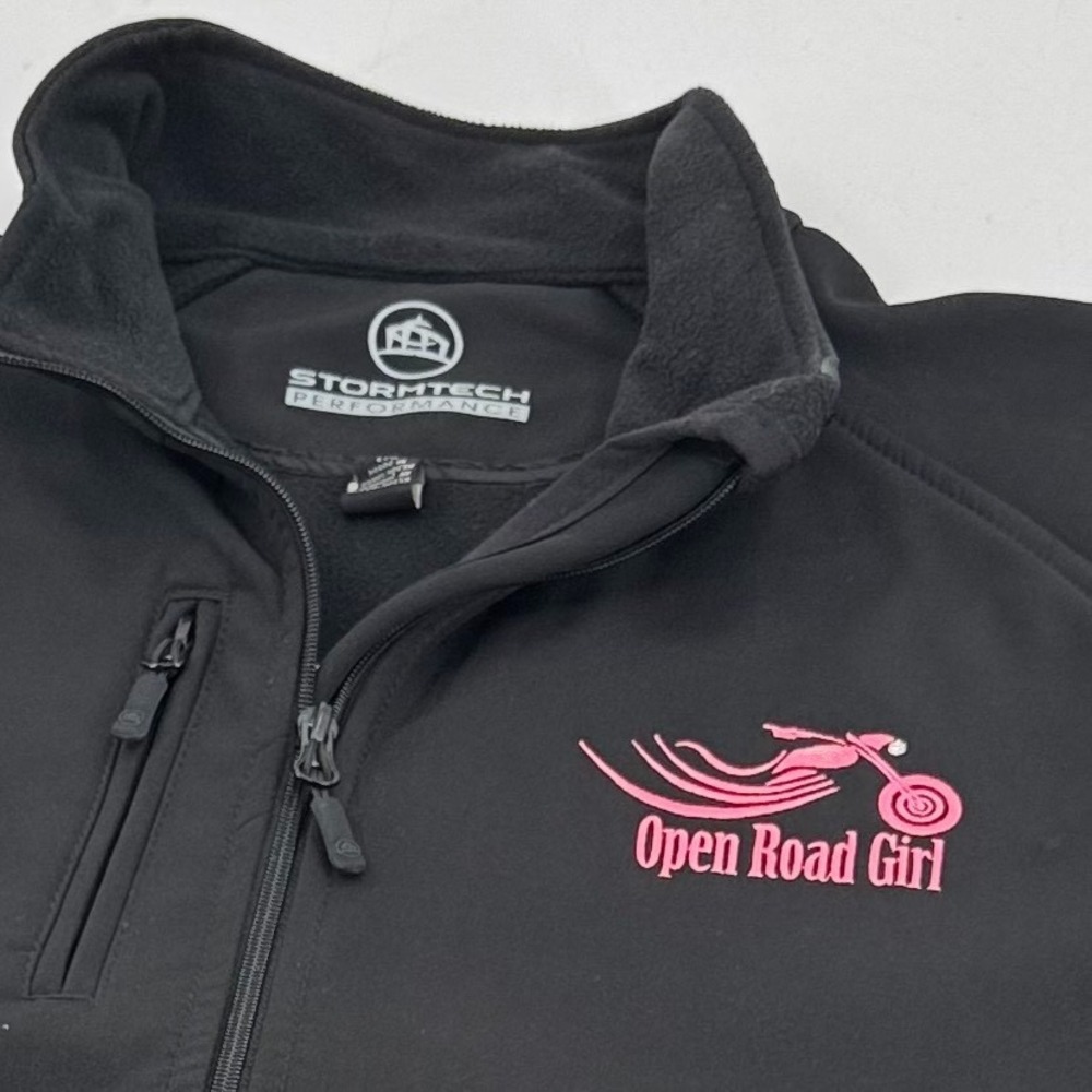 Open Road Girl Stormtech Softshell Biker Jacket WOMENS Black Pink SIZE L